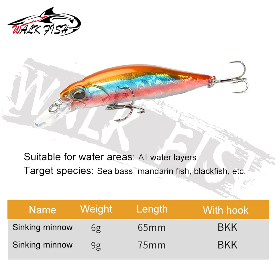 WALK FISH-señuelo magnético para Pesca de carpa, cebo de plástico de fundición larga, 1 piezas, 6g, 9g - imagen 2
