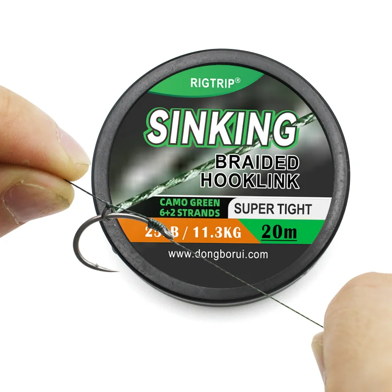 1x20m pesca de carpa hundimiento línea de gancho aparejos de carpa aparejo de pelo línea trenzada súper tejido 6 + 2 hebras aparejos Accesorios