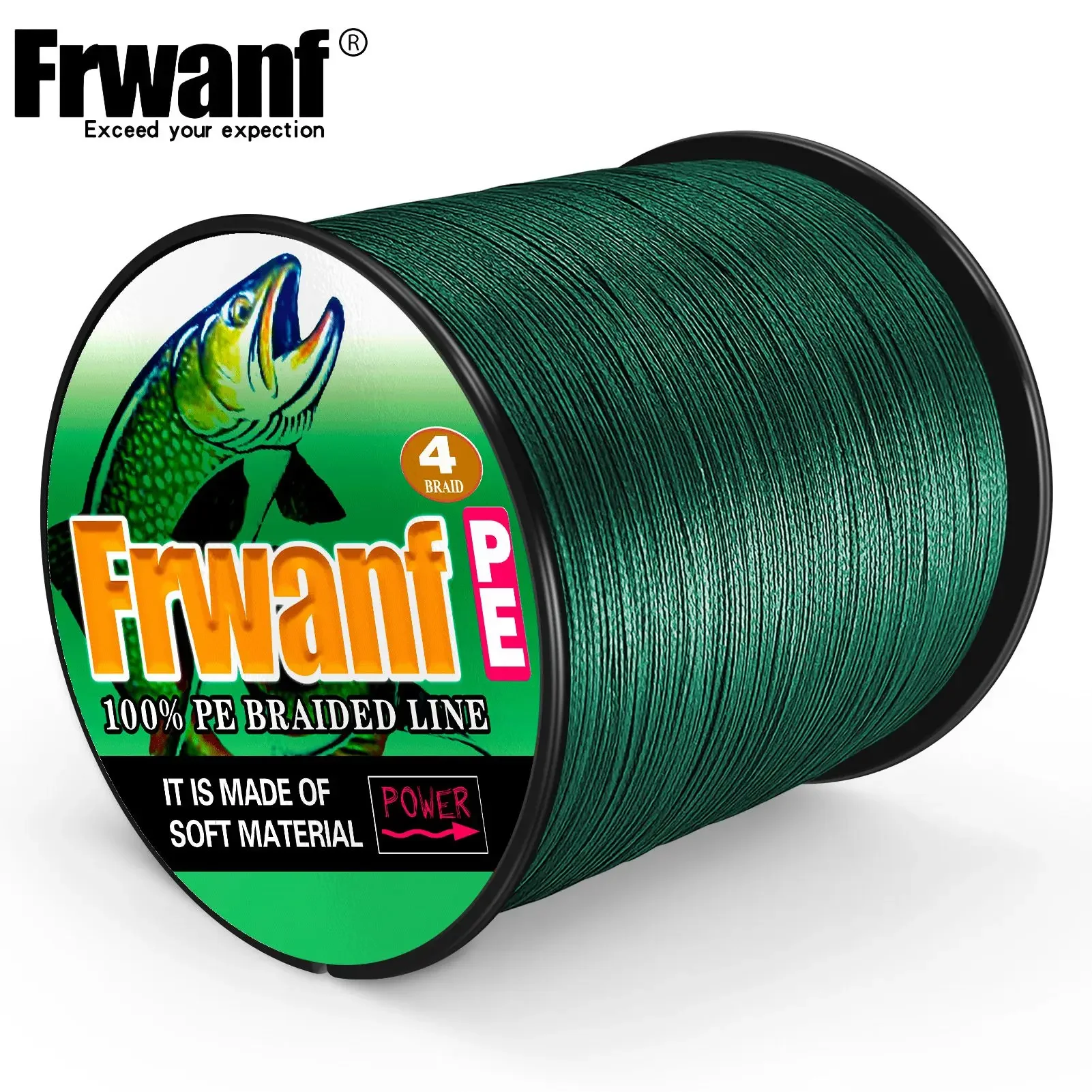 Línea de pesca trenzada súper fuerte Frwanf, 4 hebras, 1500M, 2-100LB, línea multifilamento japonesa, alambre de pesca fuerte, trenza de PE japonesa - imagen 3