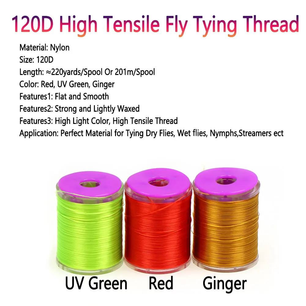 Bimoo 220 yardas 75D 120D hilo de atado de moscas de nailon de alta resistencia suave ligeramente encerado ninfa seco húmedo Señuelos de pesca Material de atado de moscas - imagen 3