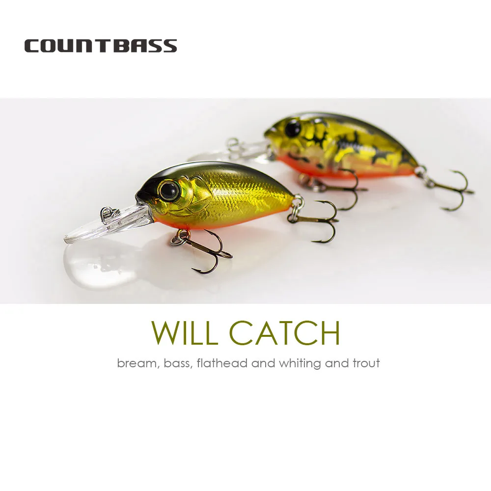 Manivela Countbass 39mm 1-1/2" 4,5g 5/32 oz. Buceo Baño profundo de 1-1,2 m con anzuelos VMC, cebos duros, señuelos de pesca, Crankbait Wobblers