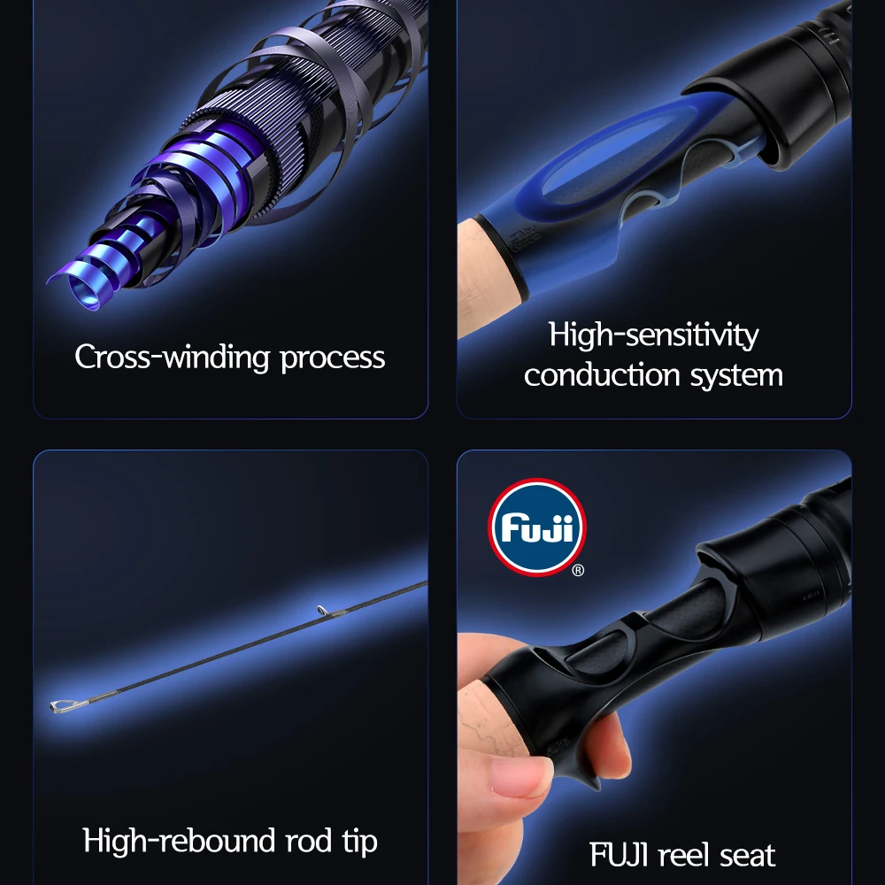 ABU Garcia Original Hornet Spears Spining/Casting 2 secciones caña de pescar 1,98 m-2,43 m Fuji A-Guide Ring/siento de carrete Nano Carbon - imagen 3