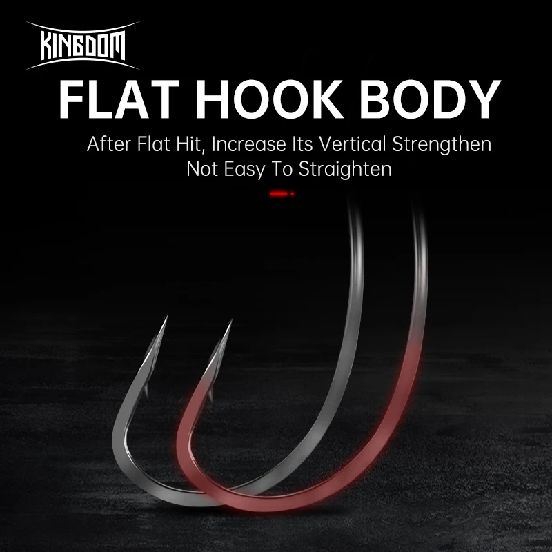 Kingdom 16 Uds. Anzuelos de pesca de acero rico en carbono, anzuelos anchos súper cerradados, anzuelo de señuelo de gusano suave afilado, accesorios de aparejos de pesca - imagen 3