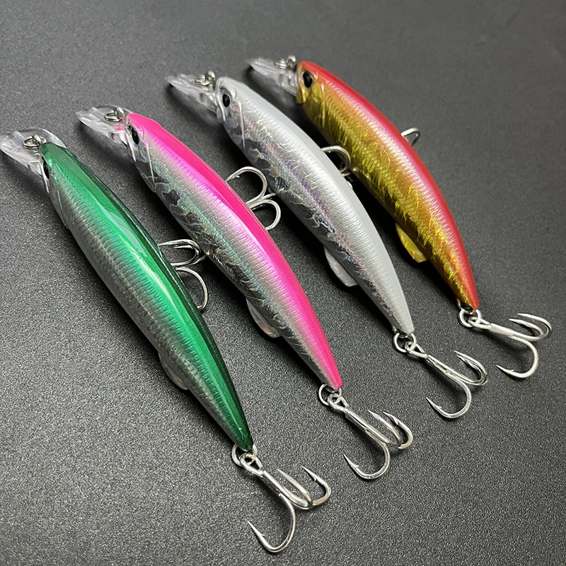 Señuelos de Pesca de pececillo de hundimiento pesado, 40g, 92mm, cebos duros artificiales, Wobblers para lubina, trucha, Jerkbait, aparejos de Pesca de plástico - imagen 4