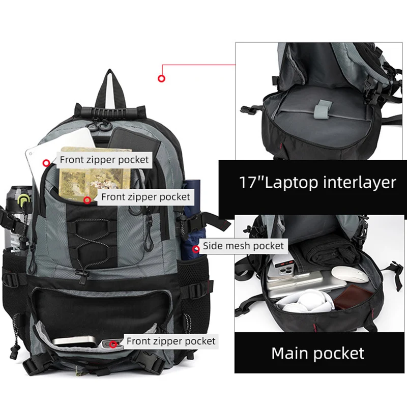 Mochila de escalada para viajes al aire libre, deportes, Camping, pesca, senderismo, bolsa de salida, gran capacidad, mochila escolar para equipaje para ordenador portátil universitario - imagen 3