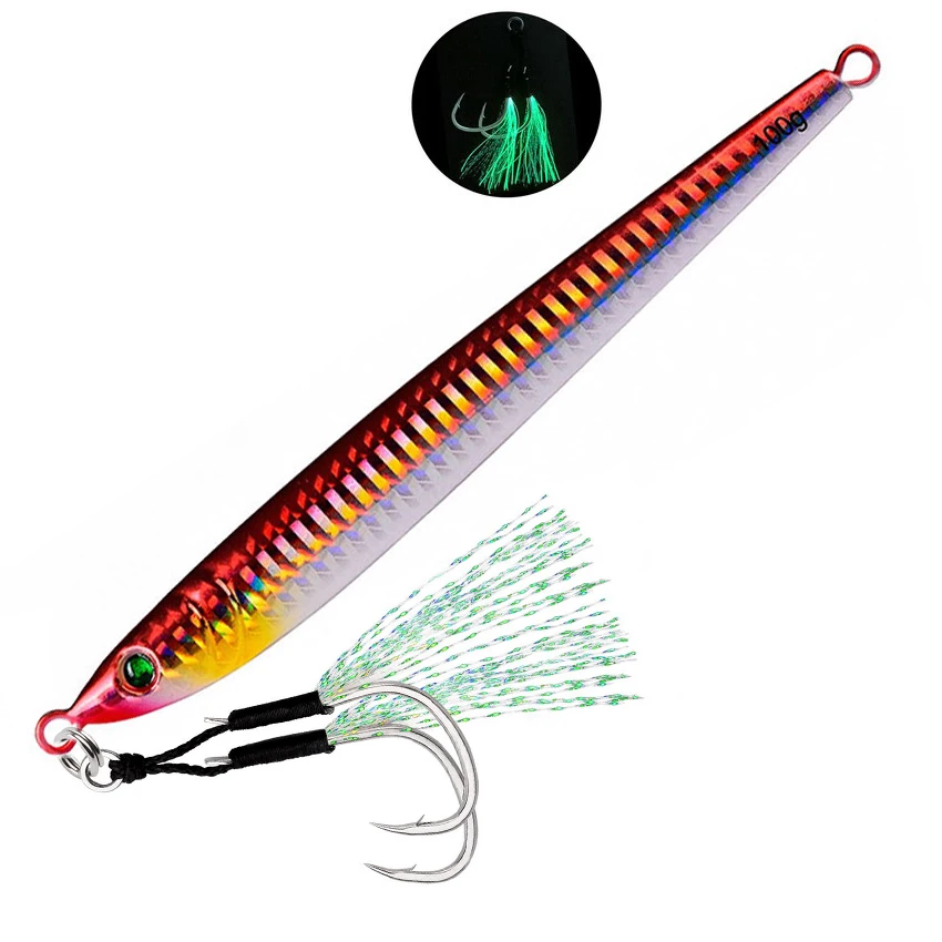 Plantilla de fundición de Metal súper larga, 60G, 80G, 100G, con gancho, cuchara de Jigging fundida, señuelo de pesca, aparejos de cebo Artificial, 1 Uds. - imagen 5