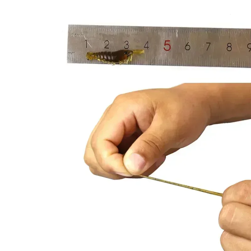 100 Uds cebo de Camarón Señuelos de Pesca de silicona suave 2,8 cm/0,3g brillo luminoso gusano de agua dulce nuevo patrón aparejos de Pesca - imagen 2