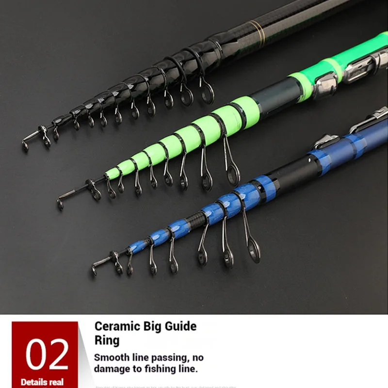 Nuevo tipo de caña de pescar flotante deslizante de carbono, caña de Surf ultraligera de 4M, 5M y 6M, caña giratoria telescópica, punta sensible - imagen 2