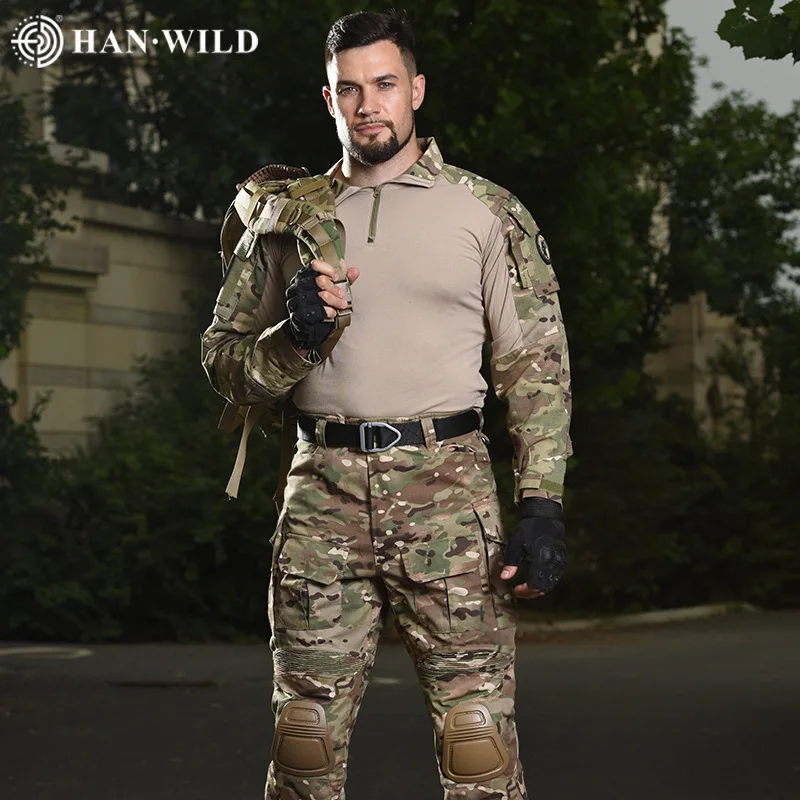 Traje de combate G3, camisa táctica para hombre, pantalones de acampada con almohadillas, ropa deportiva Airsoft para Paintball, uniforme de camuflaje para caza y acampada - imagen 3