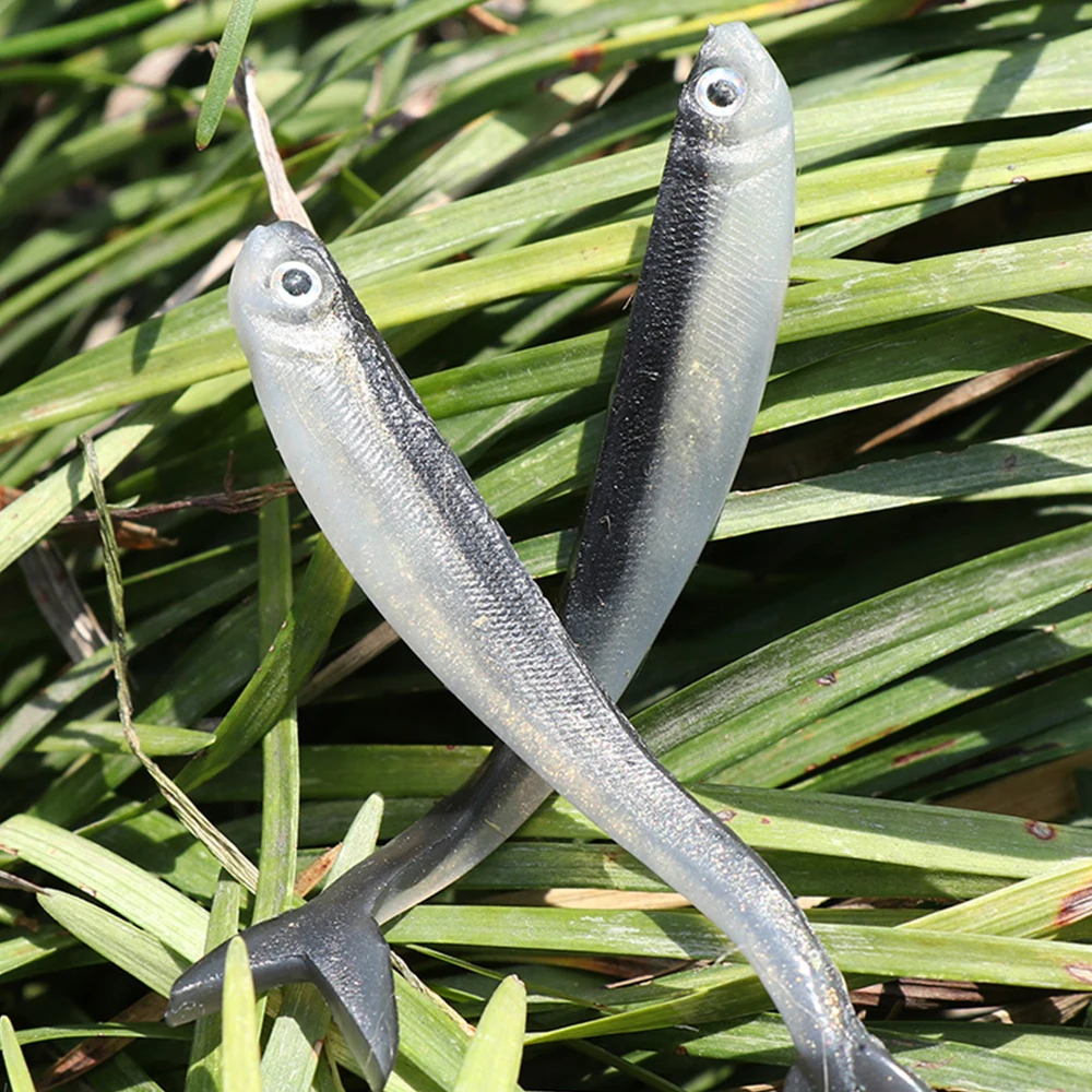 10 Uds. Cebo blando costero pececillo negro 8cm/2g gusano sábalo cebo de pesca señuelo de silicona suave Wobblers Texas Jig aparejos - imagen 4