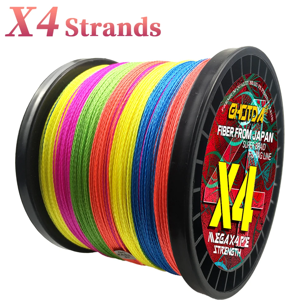 Ghotda-sedal de pesca de alambre trenzado, 1000M, 4 hebras, líneas multifilamento súper fuertes, 0,11 MM-0,50 MM, 10LB-80LB, duradero para carpa - imagen 4