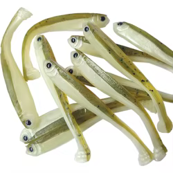 10 unidades de cebo de gusano de pececillo negro Jerk Shad, 8cm/3g, señuelo de pez de silicona suave, pesca de agua dulce y salada, aparejos de Jigging Wobbler