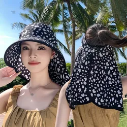 Sombrero de pesca ala ancha leopardo flores anti-UV