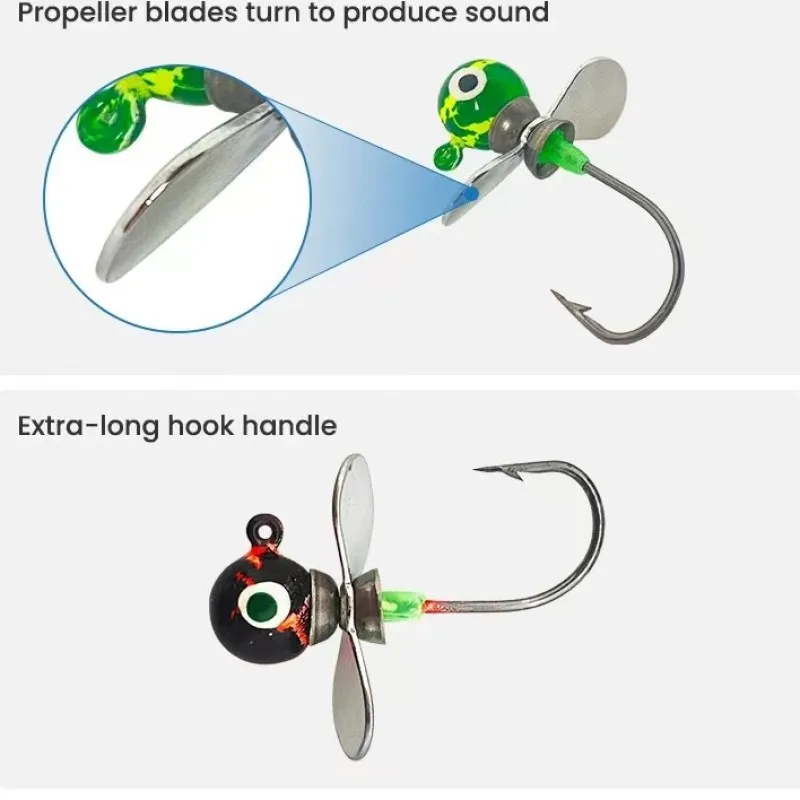 TSUYOKI-anzuelo de pesca con cabeza plomada, 5 unids/lote/bolsa, 2024, 7,5g/11,5g, hélice vibro-flash - imagen 3