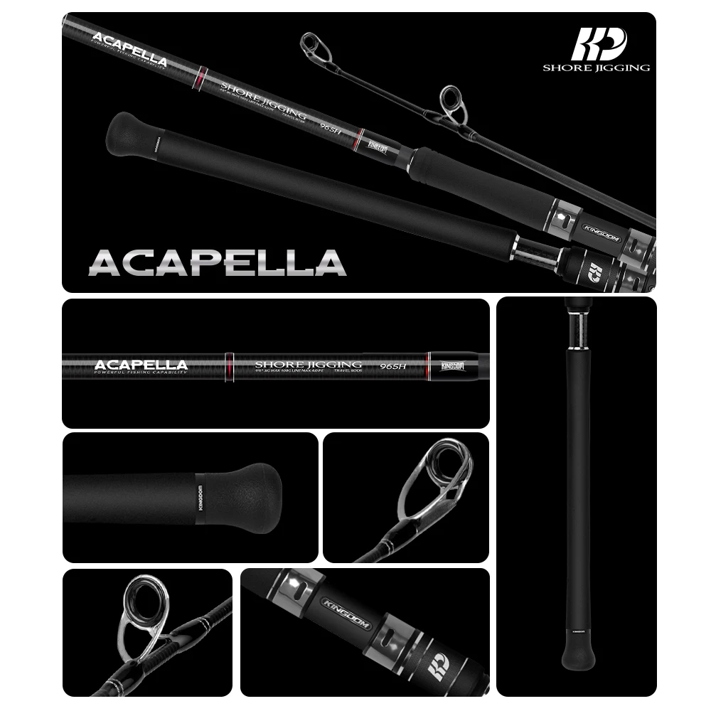 Kingdom Acapella Shore caña de pescar de viaje 2,9 m H Fuji Set cañas giratorias señuelo 100g portátil 5 secciones Jigging Popping Rod - imagen 3