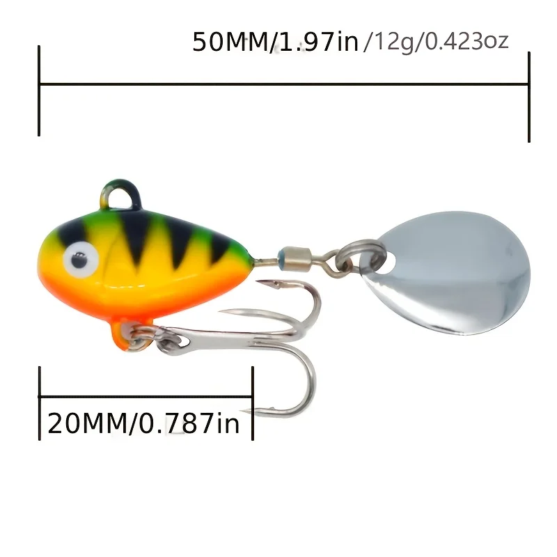 Mini señuelo de pesca con vibración de Metal, cebo duro VIB de 12g y 5cm con cuchara, Crankbait giratorio, Spinner, hundimiento, Takcle, 1 ud. - imagen 3