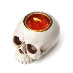 Lampara Halloween esquelatica con calavera - Candelabro de mano