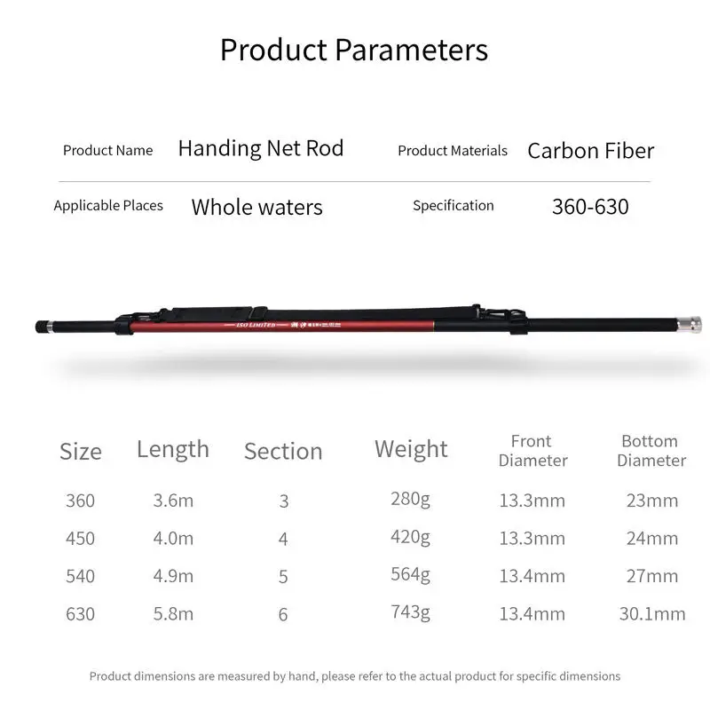 ZYZ 3,6/4,5/5,4/6,3 M red de mano para pesca en roca de mar caña telescópica plegable de alto carbono marco de Metal aparejos de red de pesca ultraligeros - imagen 5