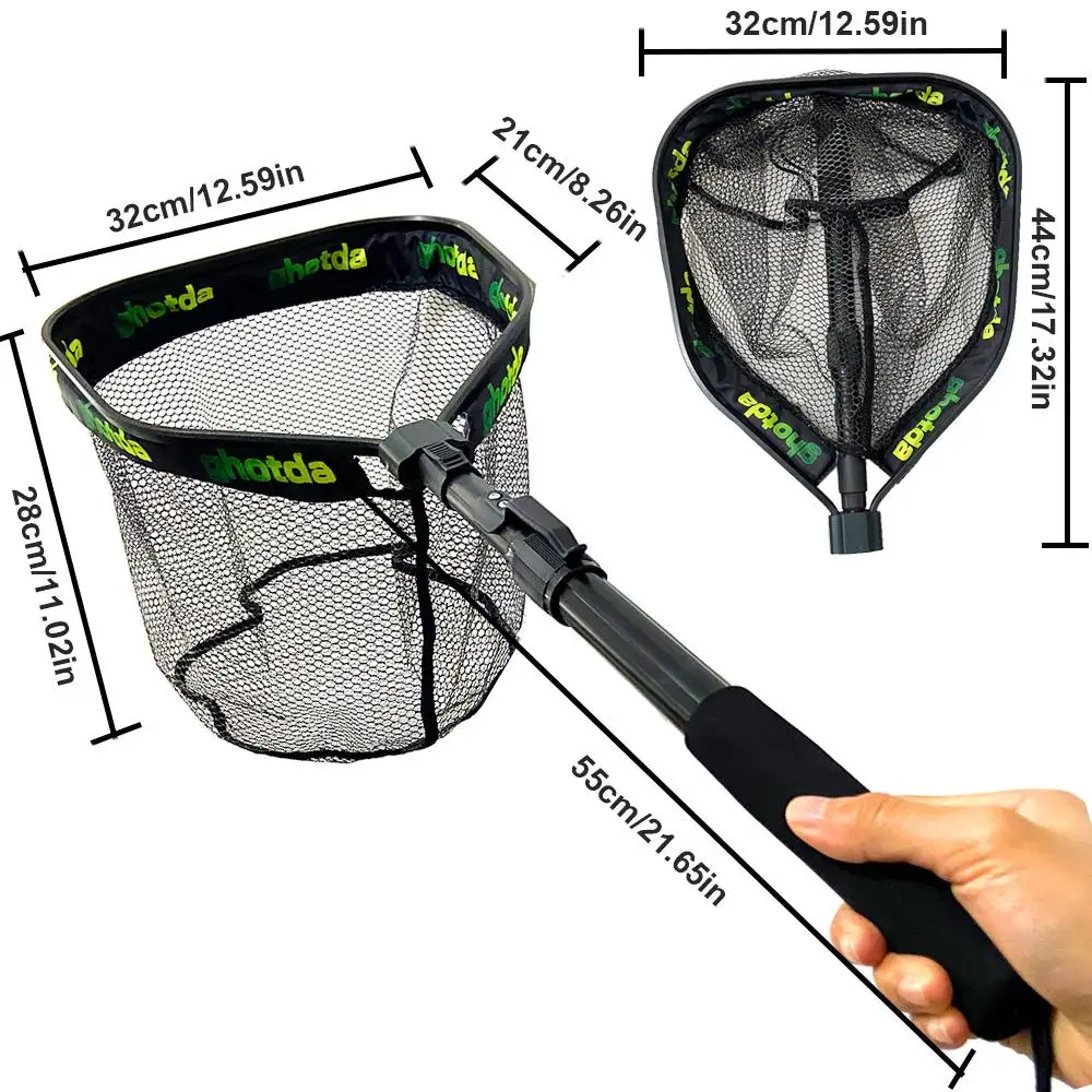 1pc Fischernetz Aluminium Legierung Einziehbare Dreieckige Teleskop Klapp Fischernetz Klapp Fischernetz mit Teleskop Pole - imagen 4