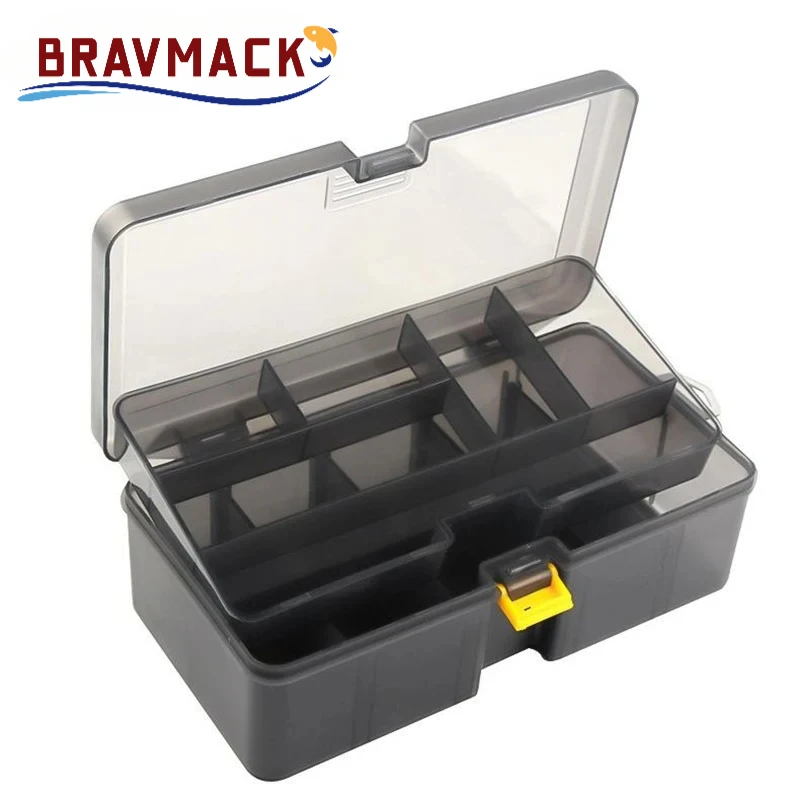 Caja de aparejos BRAVMACK, caja de aparejos de señuelos de gran capacidad de doble capa, herramienta de accesorios de pesca, cebo falso, caja de almacenamiento multifuncional
