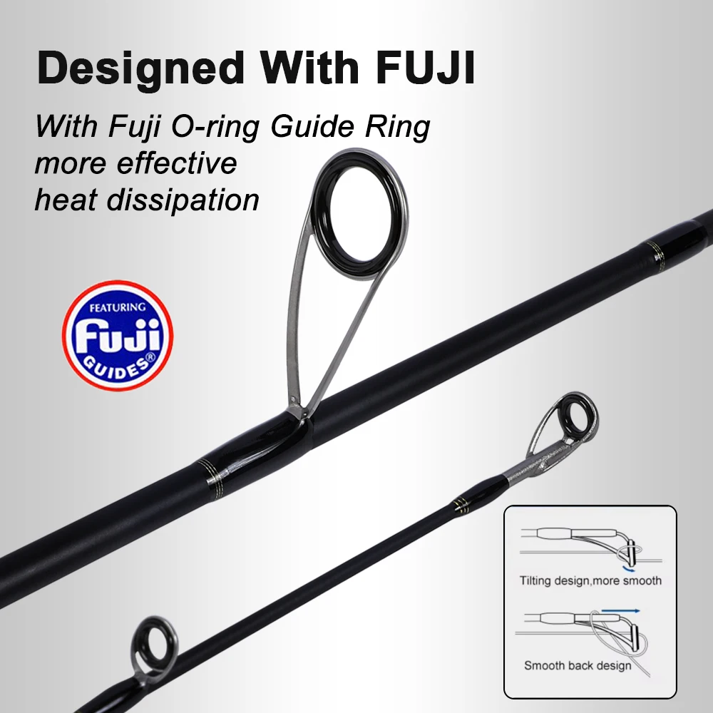 Caña de pescar giratoria MIFINE ROAD DEFENDER, anillos FUJI CW 10-42g/15-62g MH/H, potencia para agua salada, perca de agua dulce, caña de pescar de lubina - imagen 3