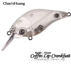 Chan'sHuang 20 piezas cebo en blanco sin pintar 7,5 cm 9g ataúd buceo labio sonajero Crankabit DIY hecho a mano aparejos de señuelo de pesca Artificial