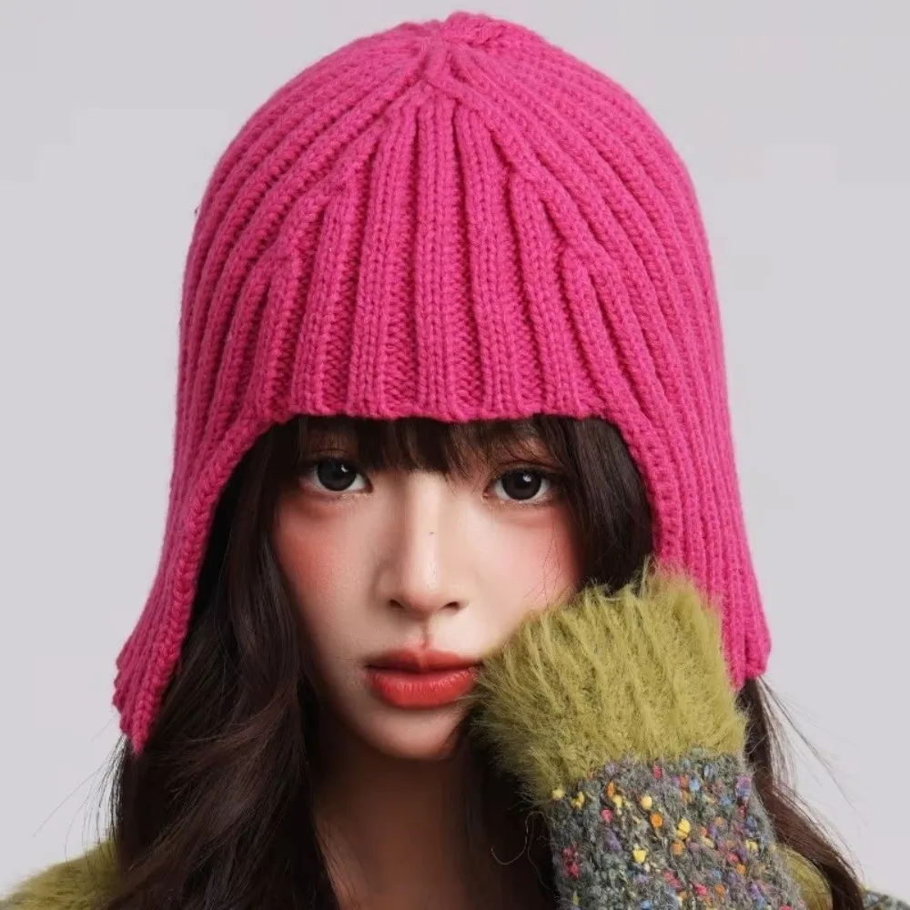 Nuevo Gorro de invierno con protección para los oídos, gorro de punto cálido de Color sólido, gorro