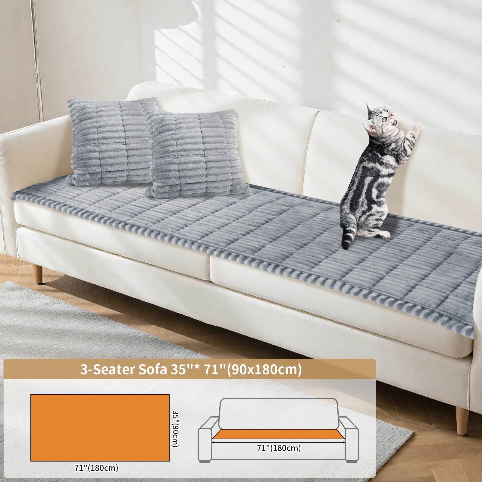 Fundas de sofá de pana, fundas antideslizantes para sofá, fundas suaves y gruesas para cojines de sofá, protectores de sofá para mascotas, niños, perros, sala de estar - imagen 4