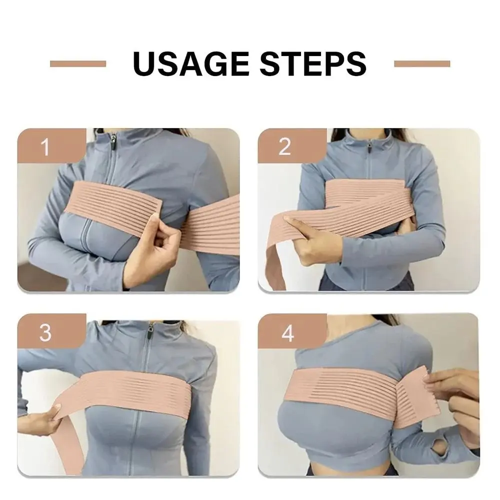 Correa ajustable para sujetador deportivo, estabilizador sin rebote, banda de soporte para pecho de 150cm, vendaje de compresión elástico, 1 Uds. - imagen 4