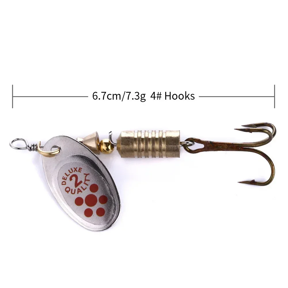 Señuelo giratorio de Metal para pesca, cebo de 5 piezas, 6,7 cm, 7g, con lentejuelas, Crankbait, para lubina, trucha, perca, Lucio - imagen 4