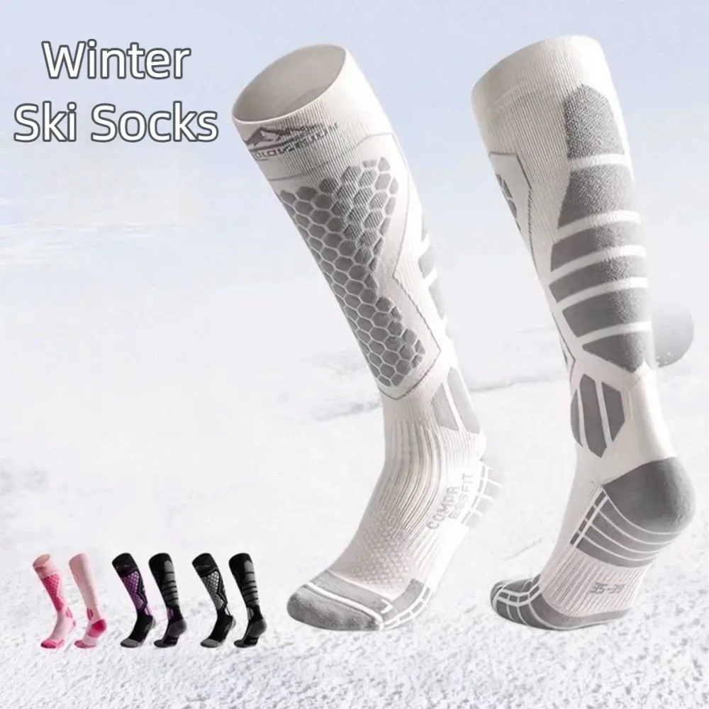 Nuevos calcetines de esquí gruesos, calcetines térmicos transpirables hasta la rodilla, medias antideslizantes que absorben la humedad para Snowboard para clima frío - imagen 5
