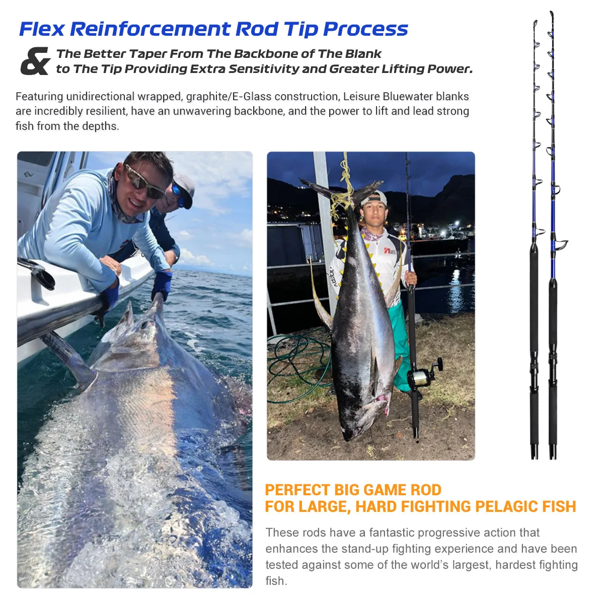 Noeby Big Game-caña de pescar de curricán convencional, 1,66 m, 1,7 m, guías en espiral para Jigging, vasos electrónicos para agua salada, atún y tiburones - imagen 5