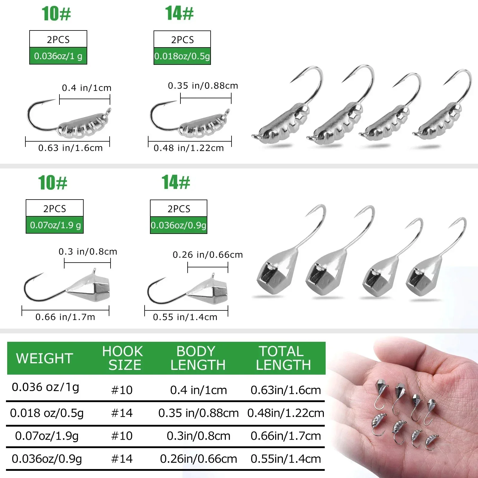 Goture-Juego de plantilla de pesca en hielo, señuelo de pesca de tungsteno para invierno, anzuelo de lágrima, cebo luminoso de invierno para Lucio, carpa, Panfish - imagen 5