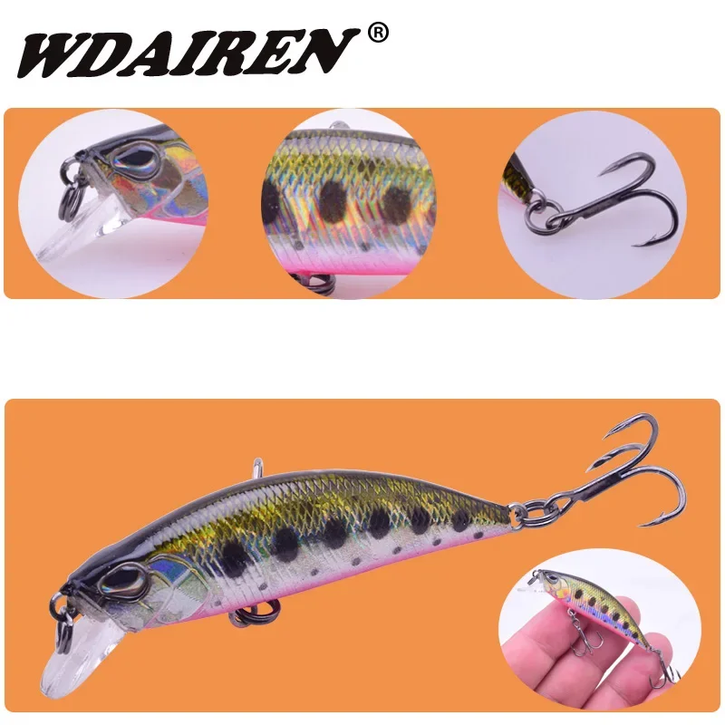 1Pc Mini Minnow señuelo de Pesca 55mm 5,8g vibración hundimiento Wobblers Crankbait Jerkbait cebo para lubina perca Pesca aparejos de Pesca - imagen 4