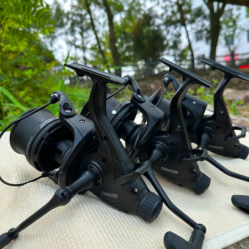 Carrete de pesca giratorio de carpa, carretes de fundición suave de doble freno, serie 9000-12000, carretes de larga distancia de arrastre máximo de 20KG para todas las aguas - imagen 3