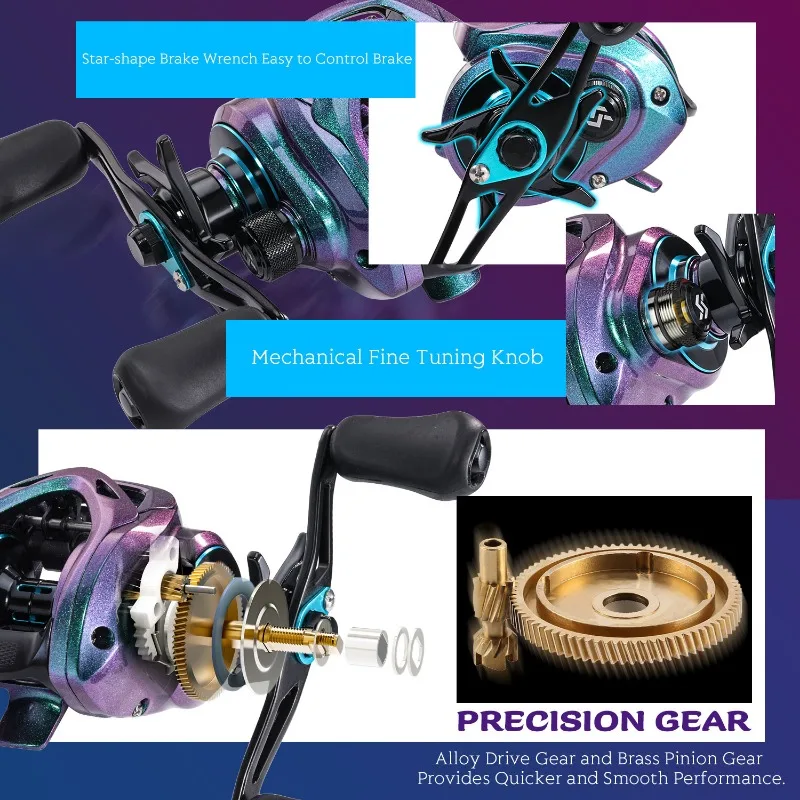 Sougayilang-carrete de Baitcasting ultraligero serie MAX 9 + 1BB 8,0: 1, sistema de freno magnético de arrastre máximo de 8KG, bobina de agua salada y dulce - imagen 4