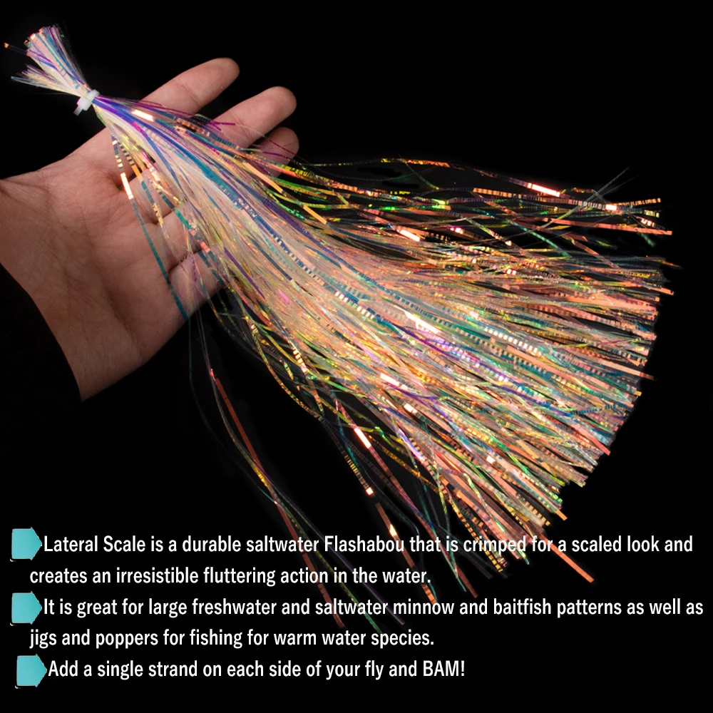 Wifreo, 1 paquete, atado de moscas, Flashbou, hebras de escala lateral, cola de caballo de agua salada, cebo giratorio, señuelo de pesca, materiales para atar moscas de lubina - imagen 4