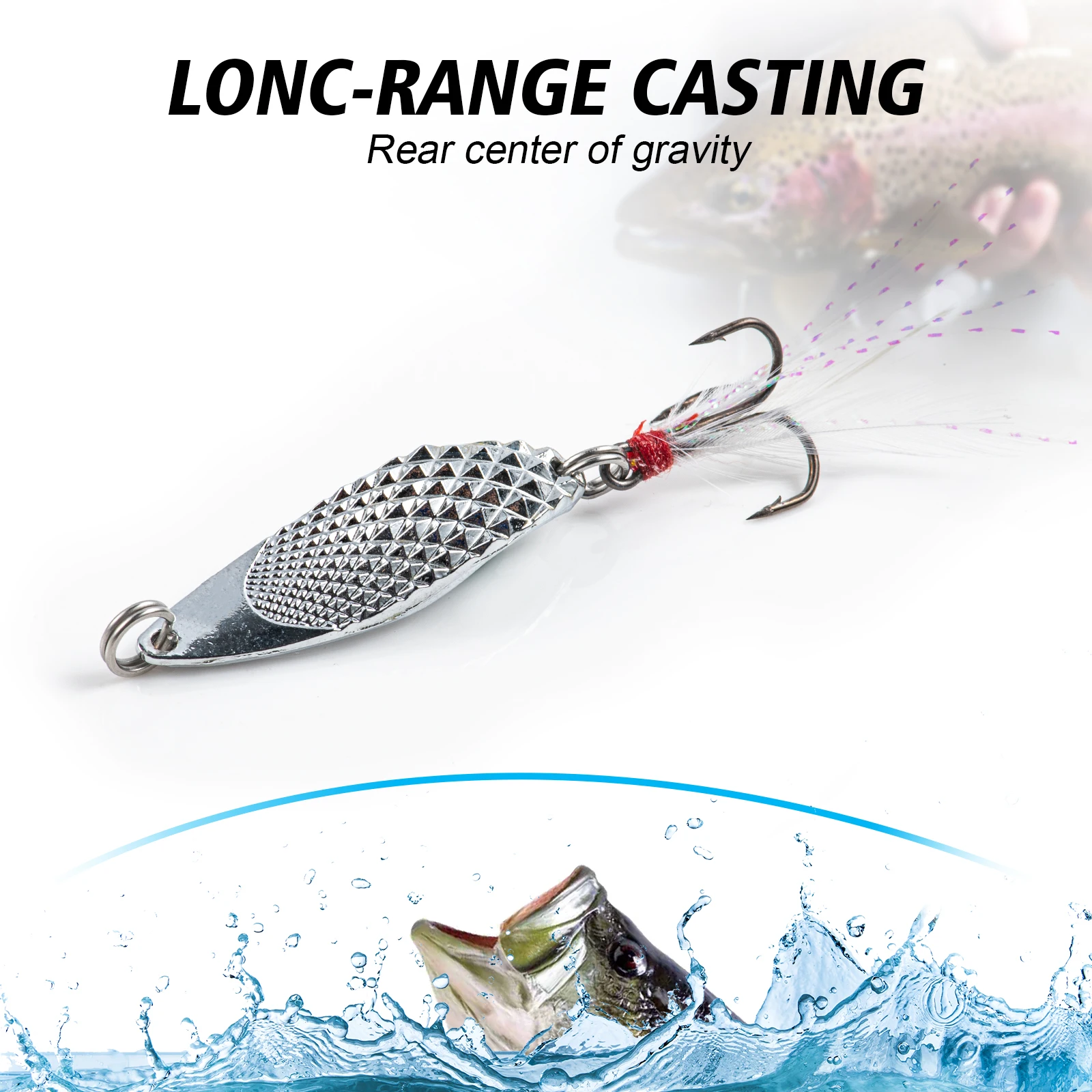 Goture Cucharas de pesca con anzuelos triples para mar y río