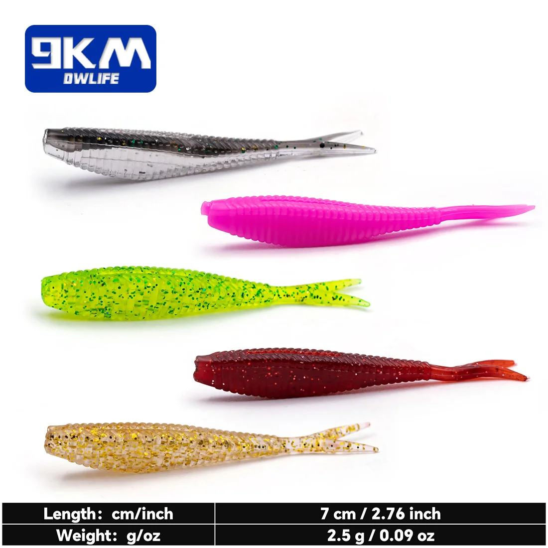 15 Uds. Señuelos blandos de pesca, cebos de plástico de 7cm, cola de paleta bifurcada realista, Swimbaits de pesca para agua dulce para tipo de pez, lubina, Walleye - imagen 3