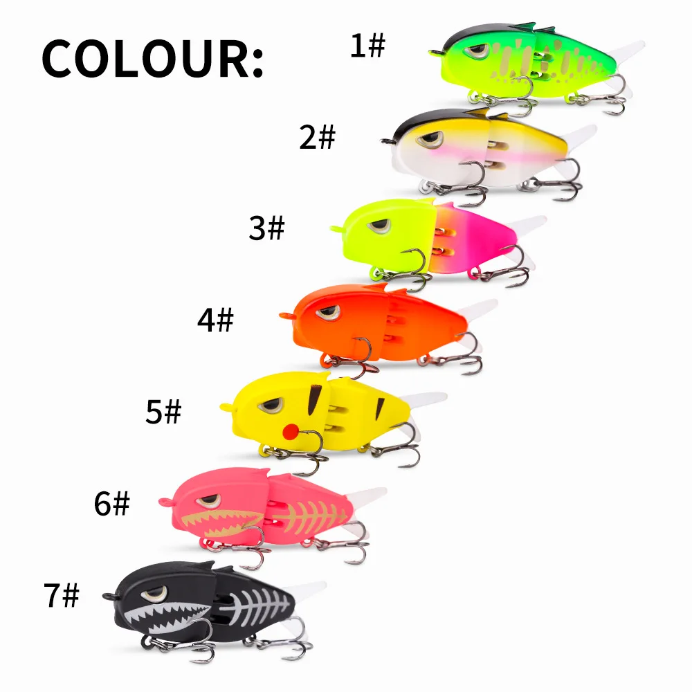 Señuelo de Pesca de hundimiento lento Swimbait 2 articulación cebo 60mm 6,5g ojos 3D Material de PVC para lubina trucha depredador señuelo Pesca - imagen 2