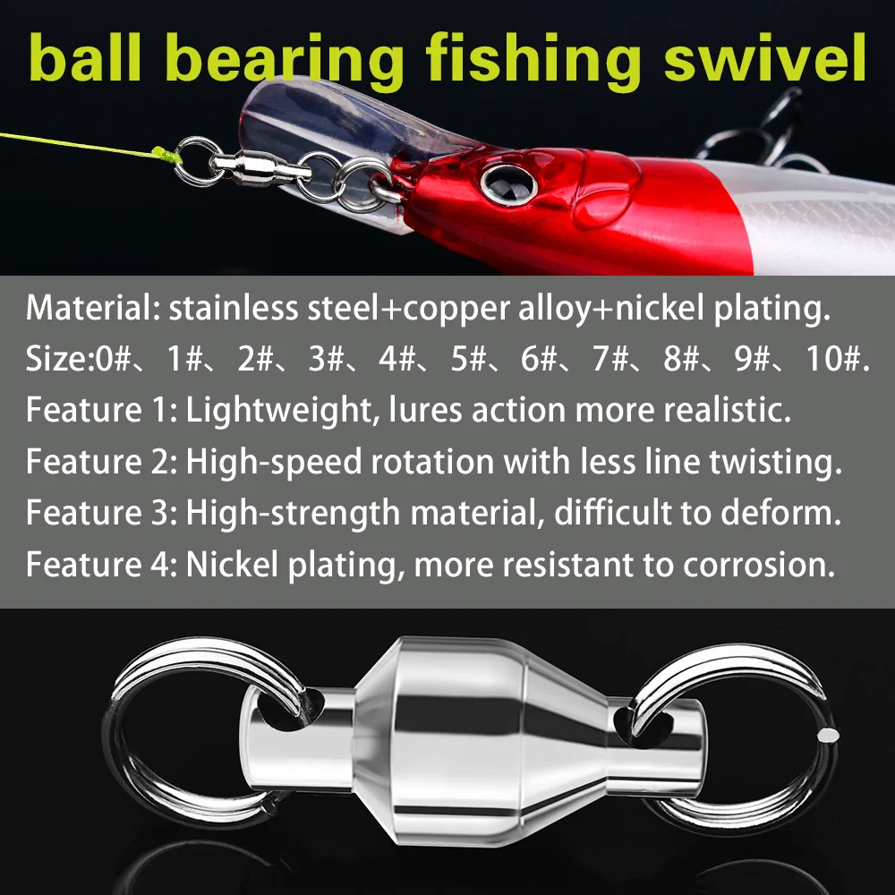 10 Uds rodamiento de bolas conector de pesca de acero inoxidable anillos sólidos giratorios para cebo de curricán herramientas de señuelo agua de mar y agua dulce - imagen 2