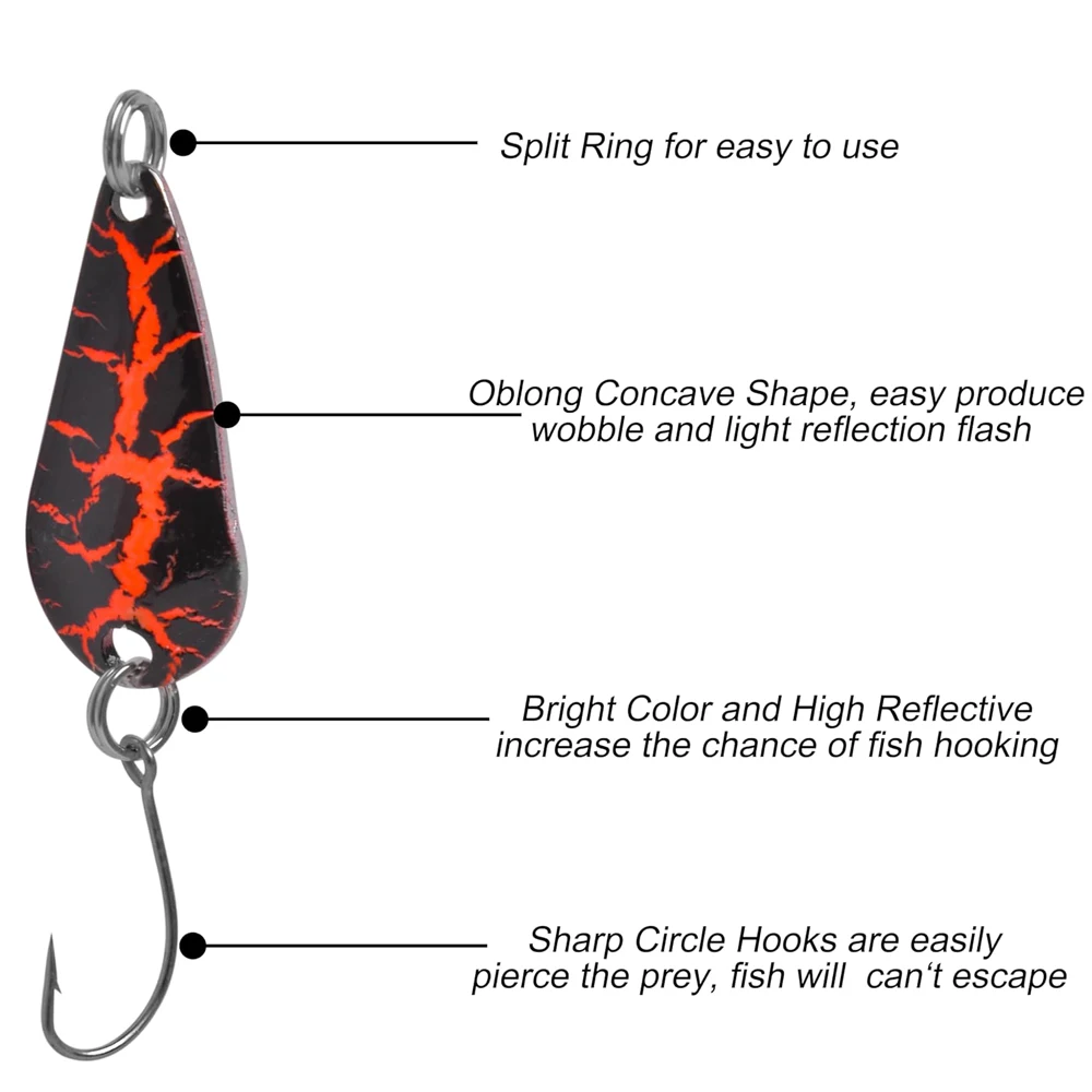 Señuelos de pesca con cuchara, plantilla de pesca pequeña, señuelo giratorio, cebos para trucha, lubina, perca, pesca, aleación de Zinc/Metal, 2g-5g, 12 Uds. - imagen 5