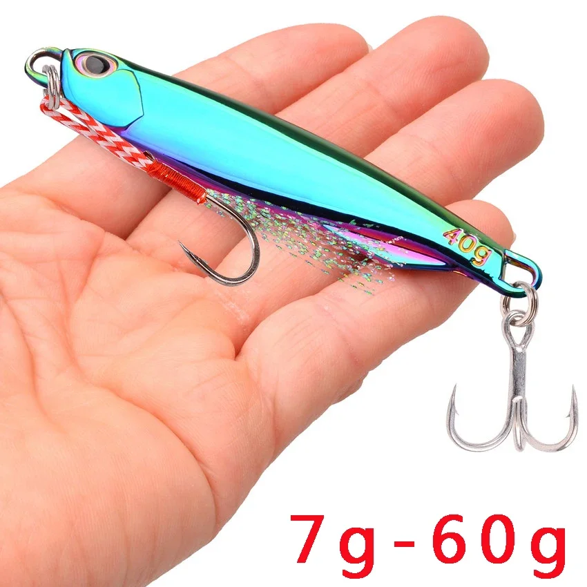 Cebo de plantilla de Metal para pesca, señuelo duro Artificial de caballa, hundimiento de fundición lejana, cuchara de cebo Jigging, Spinnerbait para pesca colorida, 10-80g - imagen 5