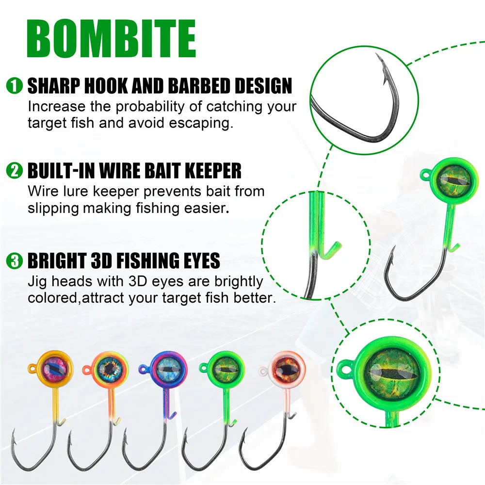 25 uds/50 Uds. Cabezas de anzuelo Crappie anzuelos de pesca con ojos 3D Swimbait 1/32 1/16 1/8OZ cabezas de plantillas de pesca para pesca de trucha y lubina - imagen 3