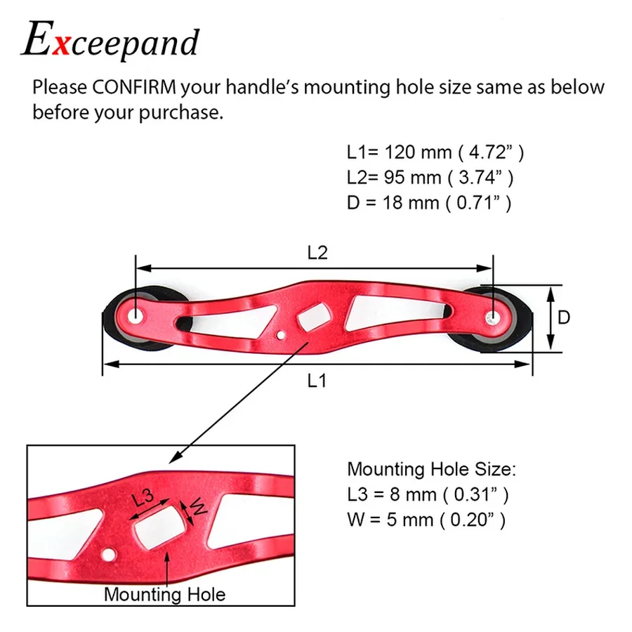 Exceepand-empuñaduras de mango de carrete de pesca de Metal Baitcasting para Abu Garcia Daiwa, agua salada para reemplazo DIY, 95mm - imagen 3