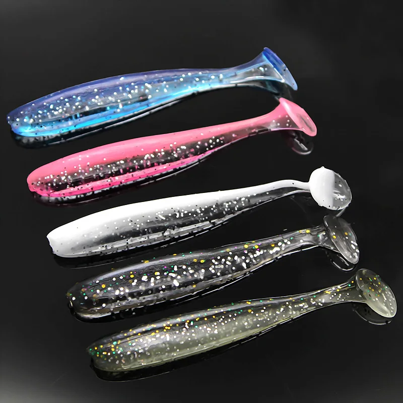 Bazooka-señuelo de pesca de 10 piezas y 100mm, cebo suave de gusano de silicona de doble Color, cola en T, Easy Shiner Sea Shad Wobblers Pike Crap Bass Winter - imagen 3