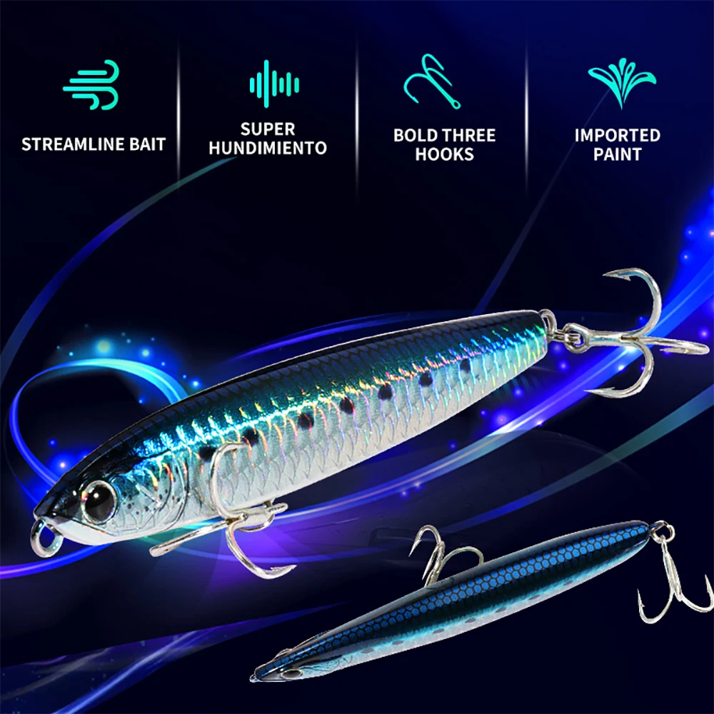 Señuelo de lápiz que se hunde 24g, 10cm, transferencia por gravedad, Wobbler, Swimbait, Kit de Pesca, anzuelo Jerkbait, Popper, aparejos de Pesca de mar, cebo Artificial - imagen 3