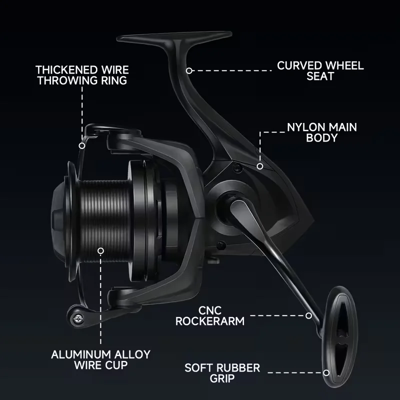 Todo metal anticorrosión serie 8000-14000 rueda giratoria de fundición larga 17 + 1BB carrete de aleación de aluminio 4,8:1 carrete de pesca de alta velocidad - imagen 3