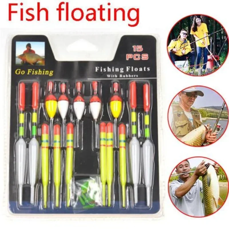 15 unids/set flotador de pesca boya Vertical con barra luminosa señuelo multifunción flotador aparejos de pesca para pescar peces - imagen 2