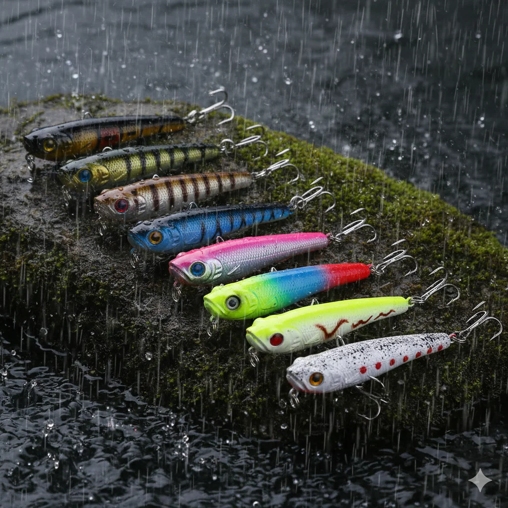 Señuelo lápiz topwater flotante con acción zigzag para lubina